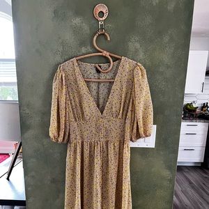 Wild Fable Yellow Floral Sheer Puff Maxi Dress